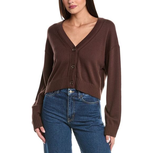 Simkhai Cashmere-Blend Cardigan, Brown - Picture 1 of 3